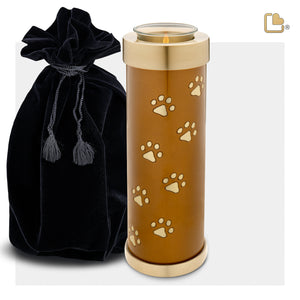 T657   Tall Pet Tealight Urn Bronze & Bru Gold