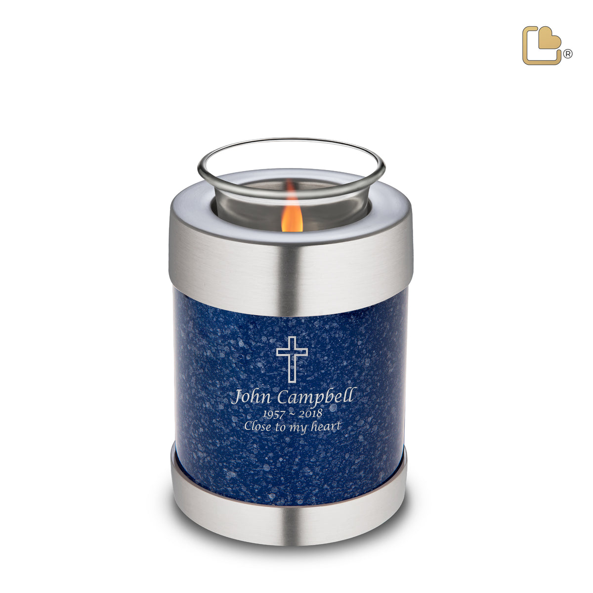 T663   Tealight Urn Speckled Indigo &amp; Bru Pewter