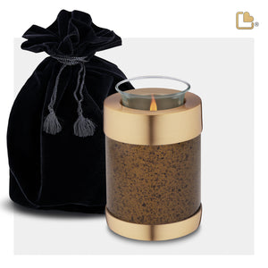 T664   Tealight Urn Speckled Auburn & Bru Gold