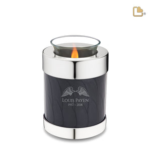 T666   Tealight Urn Pearl Midnight & Pol Silver