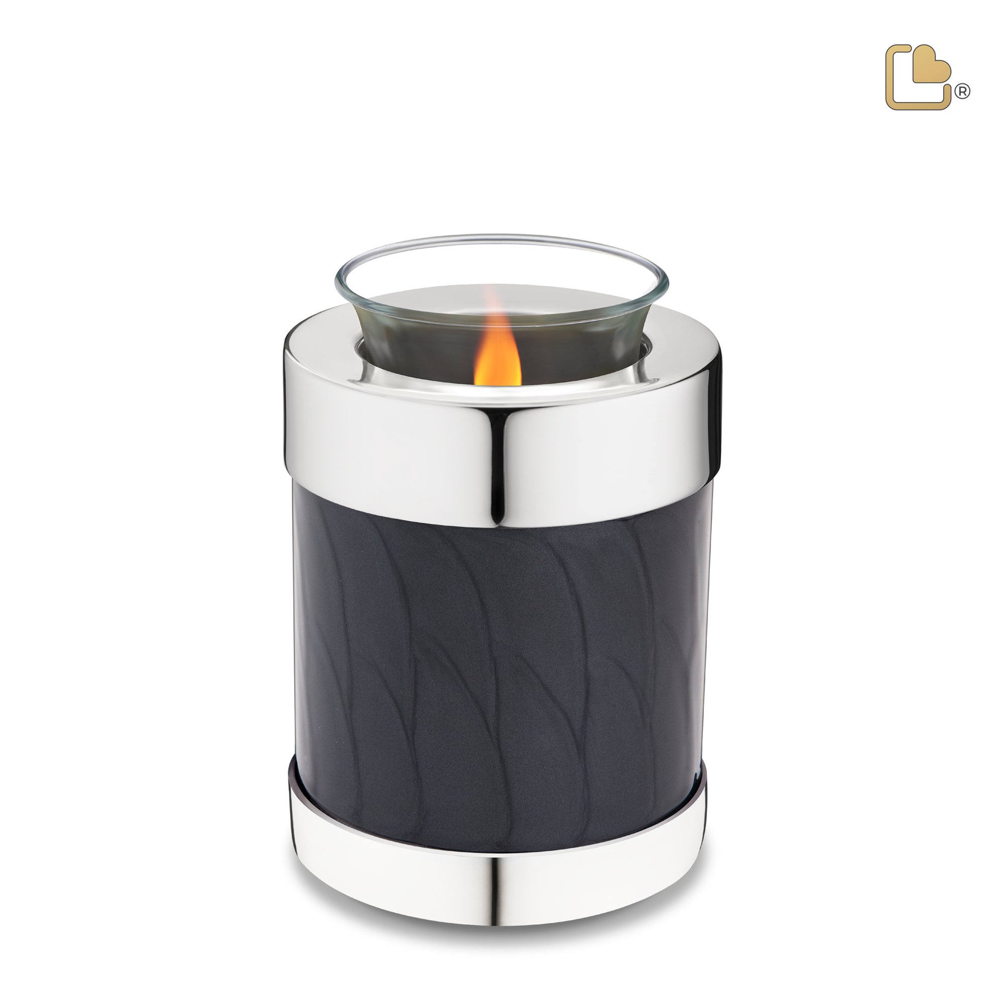 T666   Tealight Urn Pearl Midnight & Pol Silver