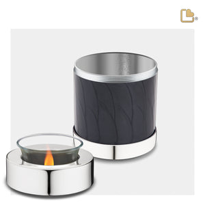 T666   Tealight Urn Pearl Midnight & Pol Silver