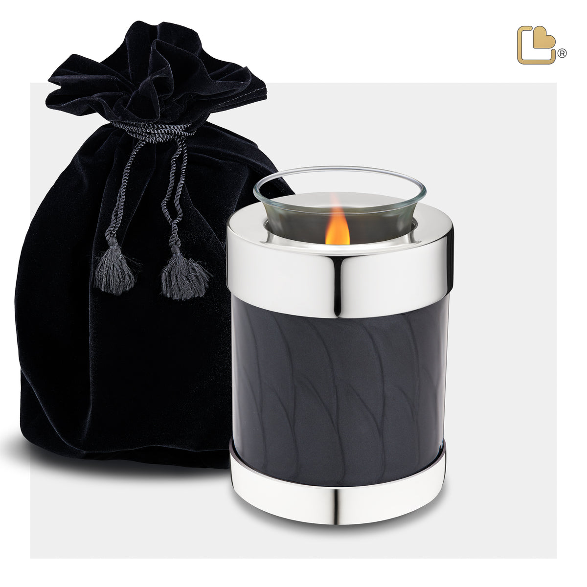 T666   Tealight Urn Pearl Midnight & Pol Silver
