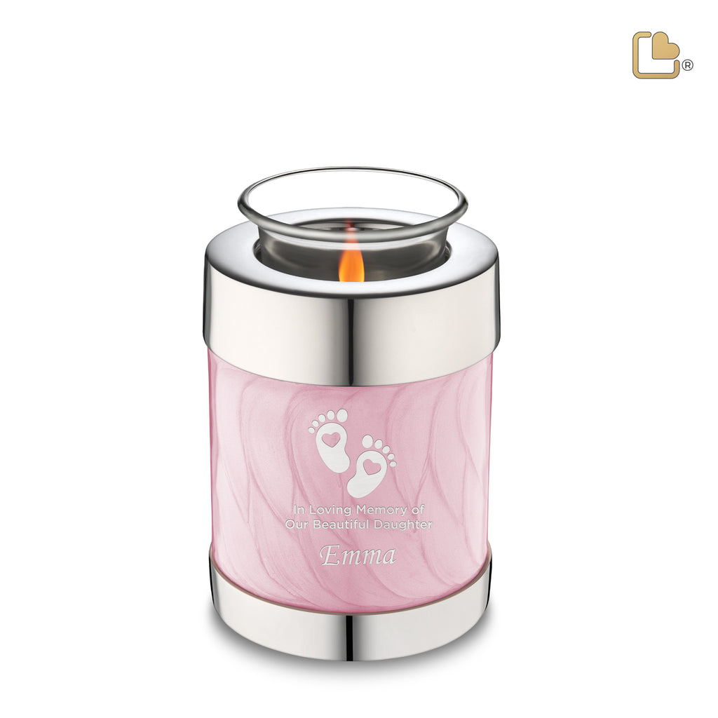 T667 Tealight Urn Pearl Pink & Pol Silver - LoveUrns®US