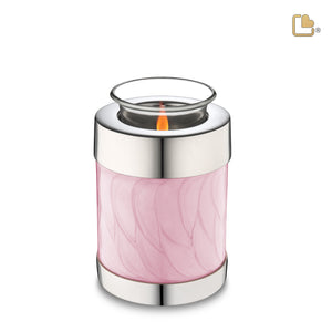 T667   Tealight Urn Pearl Pink & Pol Silver