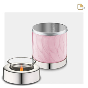 T667   Tealight Urn Pearl Pink & Pol Silver