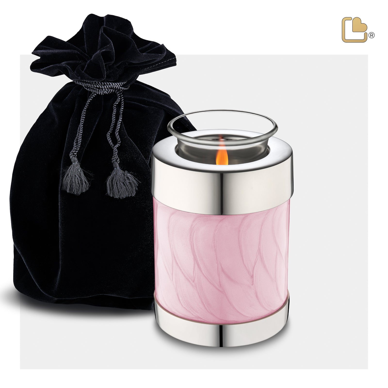 T667   Tealight Urn Pearl Pink & Pol Silver
