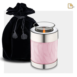 T667   Tealight Urn Pearl Pink & Pol Silver