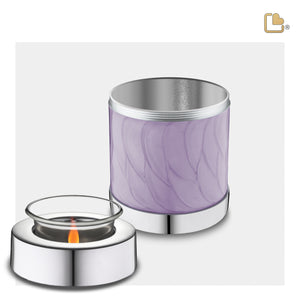 T670   Tealight Urn Pearl Lavender & Pol Silver