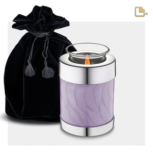 T670   Tealight Urn Pearl Lavender & Pol Silver