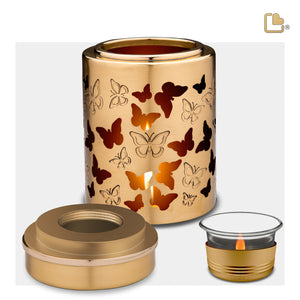 T711   Reflections of Life Tealight Urn Bru Gold