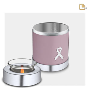 T900   Awareness Tealight Urn Pink & Bru Pewter