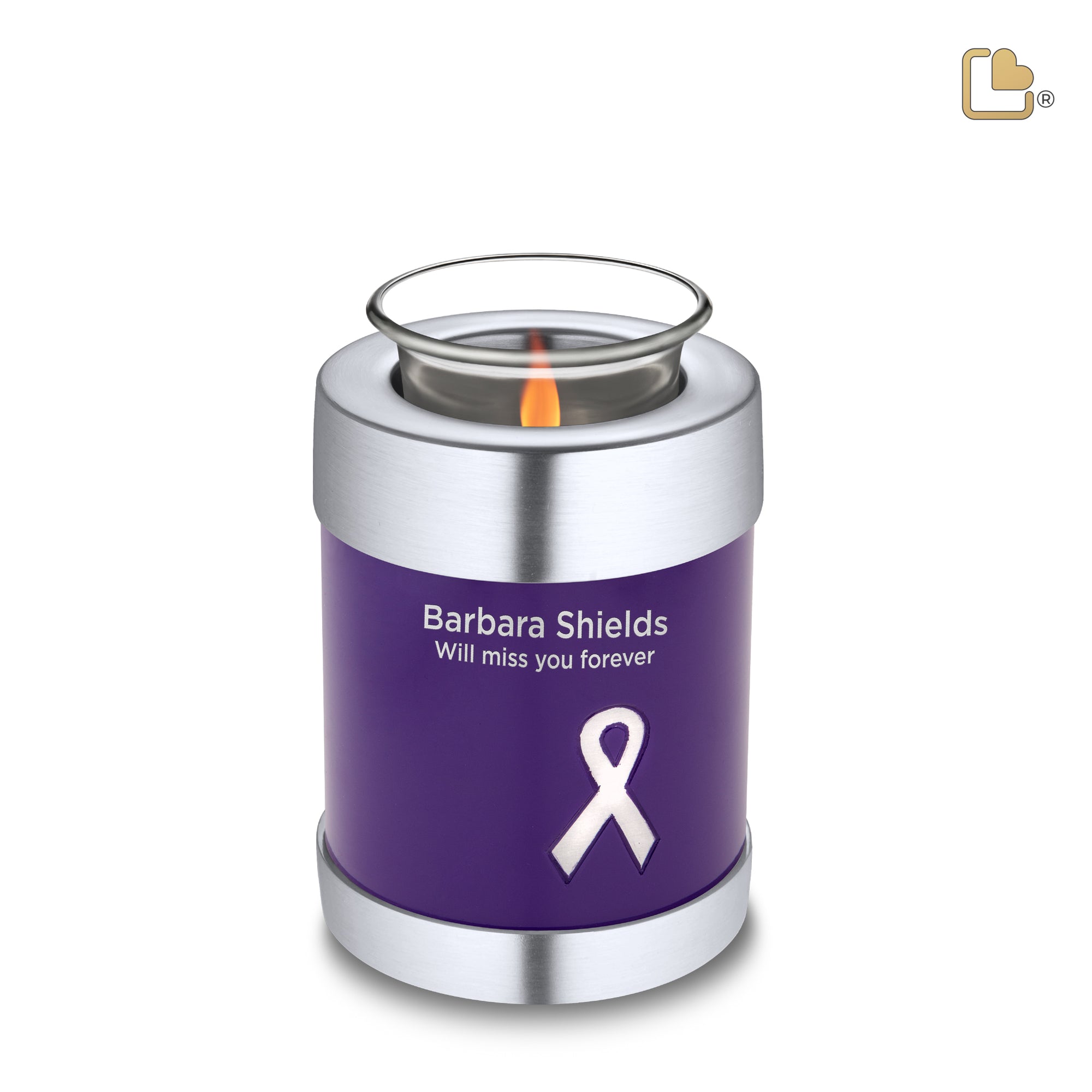 T901   Awareness Tealight Urn Purple & Bru Pewter