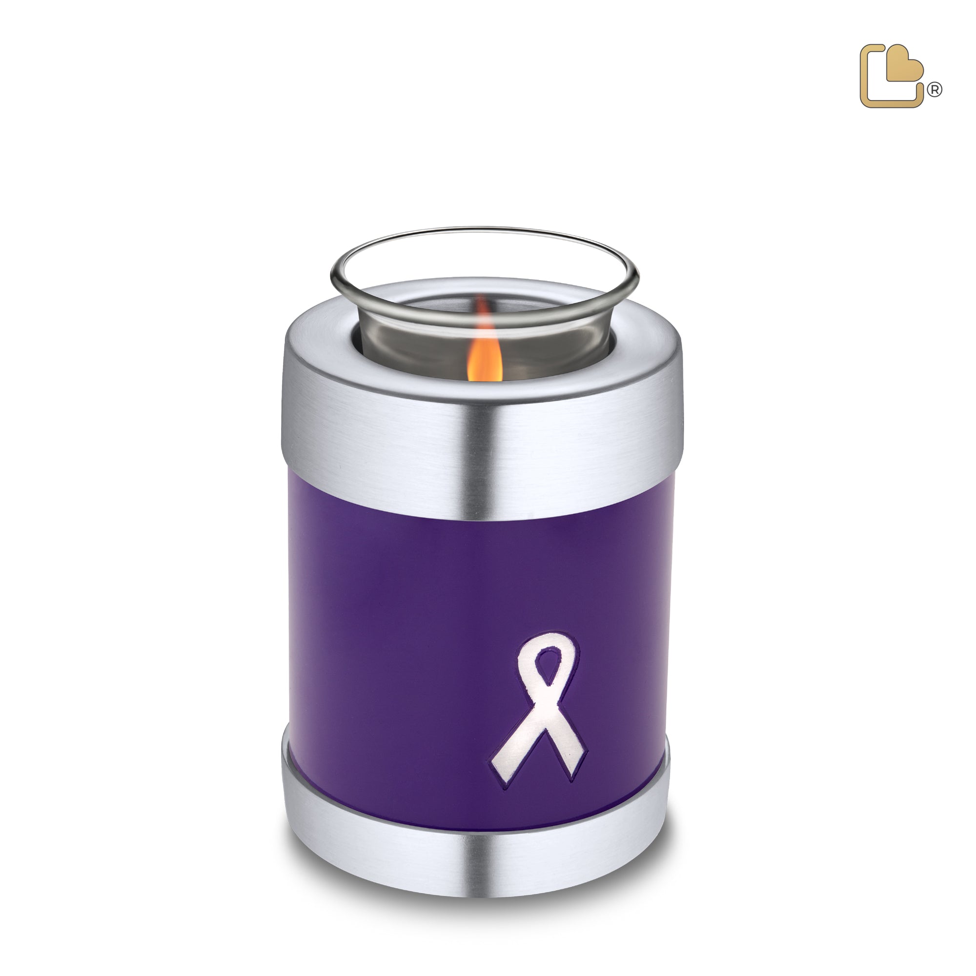 T901   Awareness Tealight Urn Purple & Bru Pewter