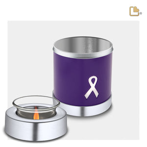 T901   Awareness Tealight Urn Purple & Bru Pewter