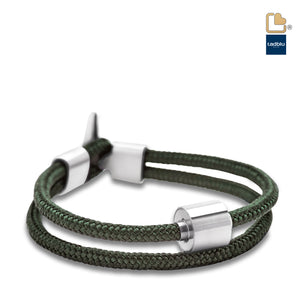 TB-BC10-XL   Memento Bracelet (XL)  Cord Brushed Ashes Bead Nato Green