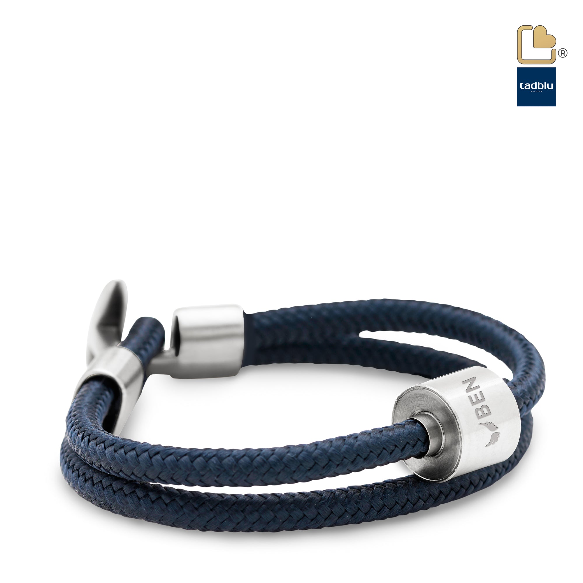 TB-BC12-M   Memento Bracelet (M)  Cord Brushed Ashes Bead Navy Blue