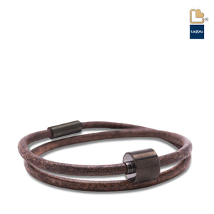 TB-BE-BL2-XL   Memento Bracelet (XL)  Smooth Leather Black Ashes Bead Brown