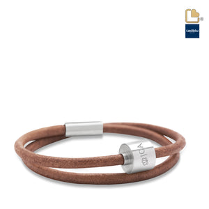 TB-BL3-L   Memento Bracelet (L)  Smooth Leather Brushed Ashes Bead Cognac