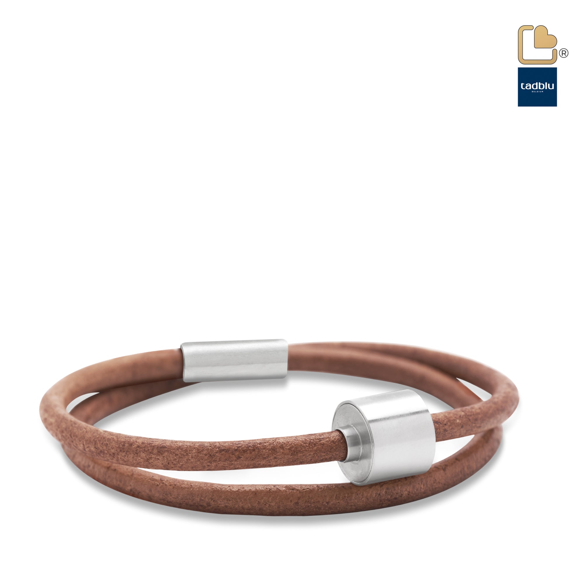 TB-BL3-M   Memento Bracelet (M)  Smooth Leather Brushed Ashes Bead Cognac